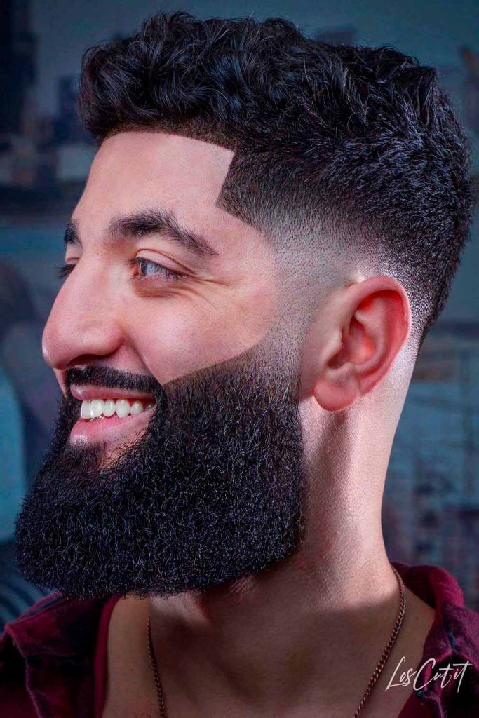Thick Buzzed Beard With Curls #beard #beardfade #fadedbeard 