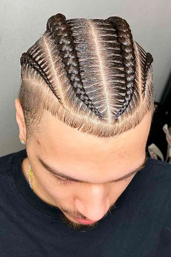 Four Thick Cornrows #cornrows #conrowsmen #cornrowbraids