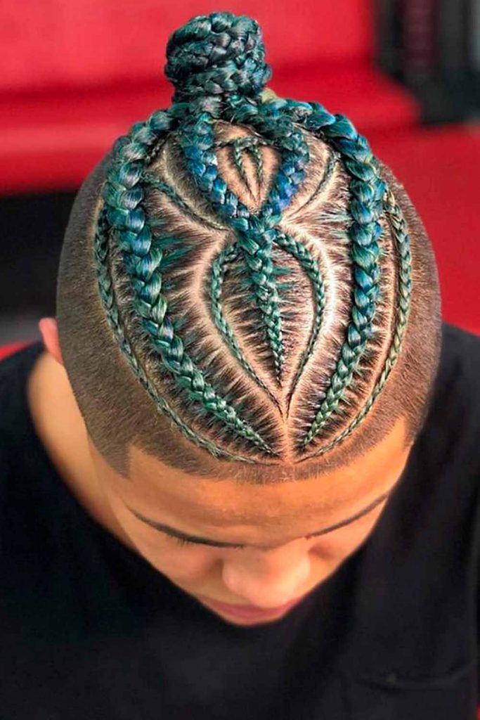 Colored Corn Row Braids #cornrows #cornrowsmen #braidsformen #manbraid