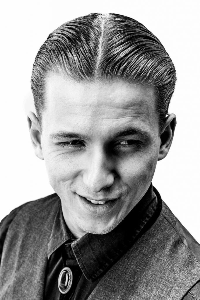 Slicked Back Middle Part #slickback #slickbackhair #slickbackhairmen #slickedbackhairstyles