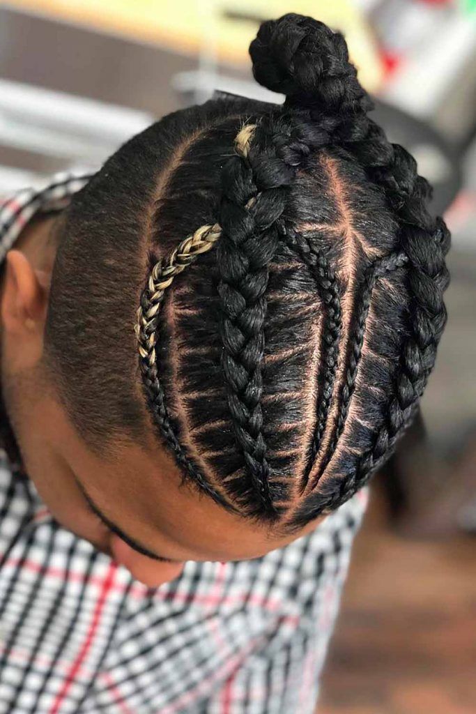  Bun Braid For A Black Men #manbunbraids #braidedmanbun