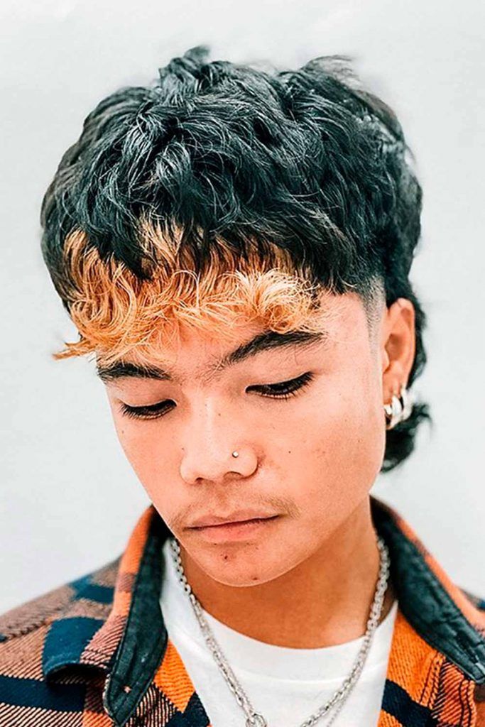 Highlighted Permed Bang #permedmullet #mullet #mensperm